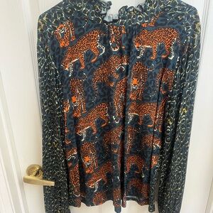 Leopard Print Long Sleeve Blouse